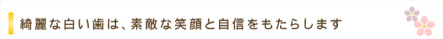 綺麗な白い歯は、素敵な笑顔と自信をもたらします